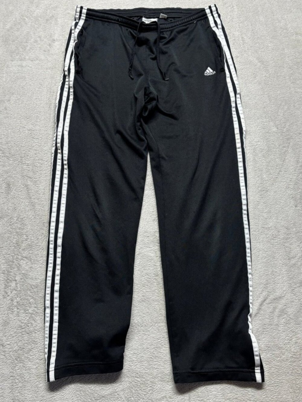 VTG Adidas 3-stripe track pants mens M black white mesh lined
